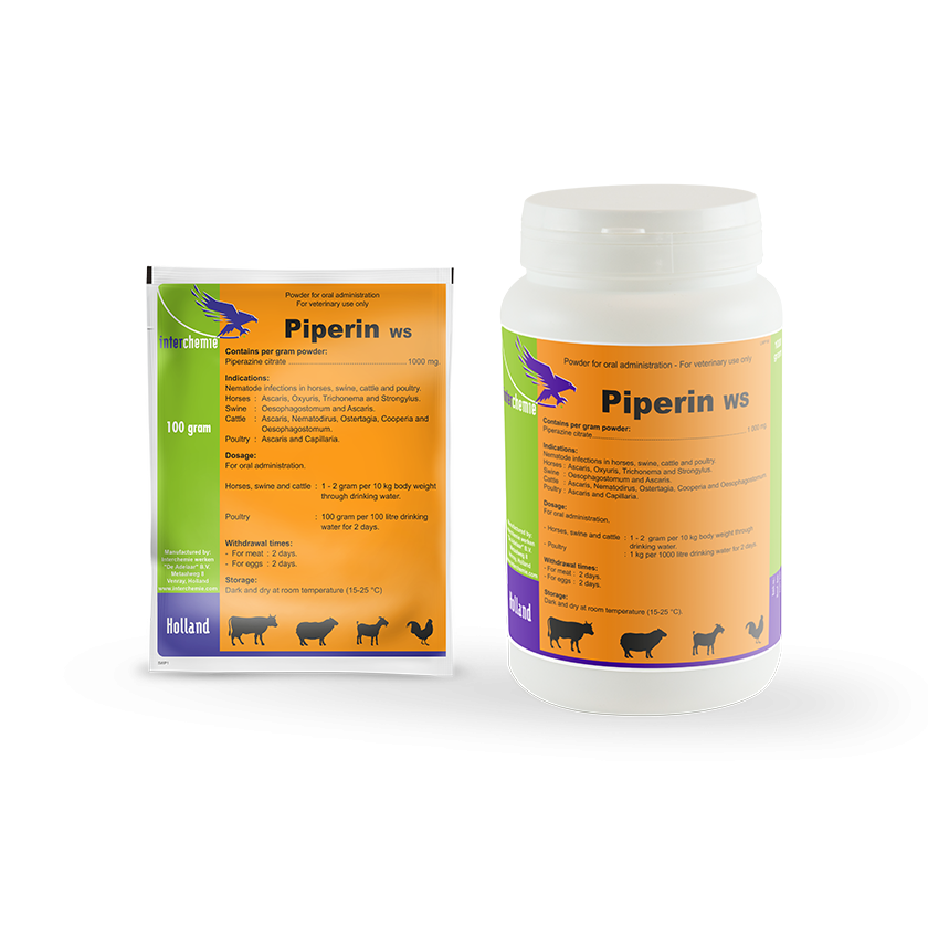 Piperin 1000g jar and 100g sachet